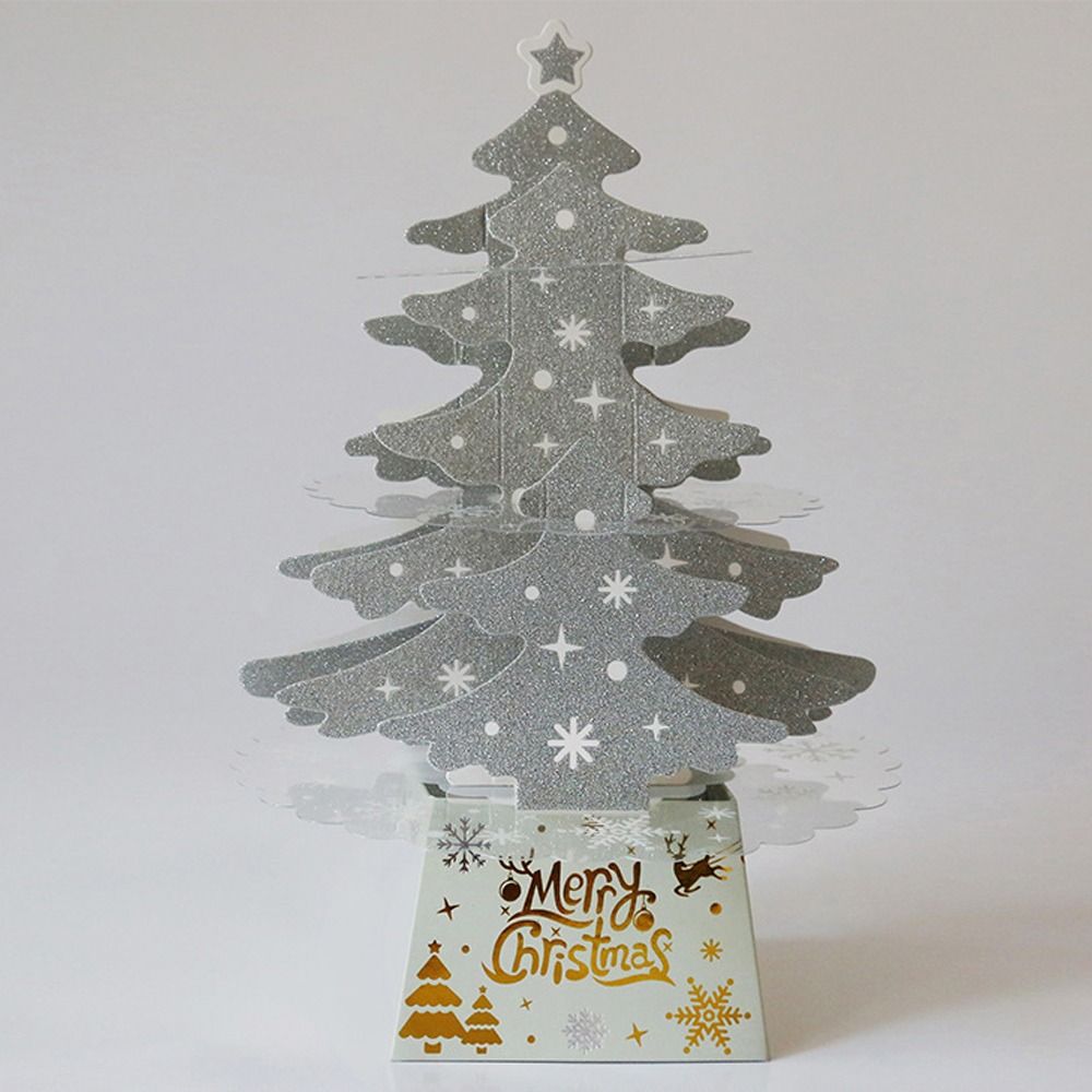 

Festival Christmas Gift Gratitude Card Handmade Christmas Tree Decorations Christmas Decorations Silver-Without Light