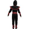 Costume da Ninja per Bambini Set Gioco di Ruolo Tessuto Morbido Nero/Rosso 4-5 Anni 120cm con Accessori