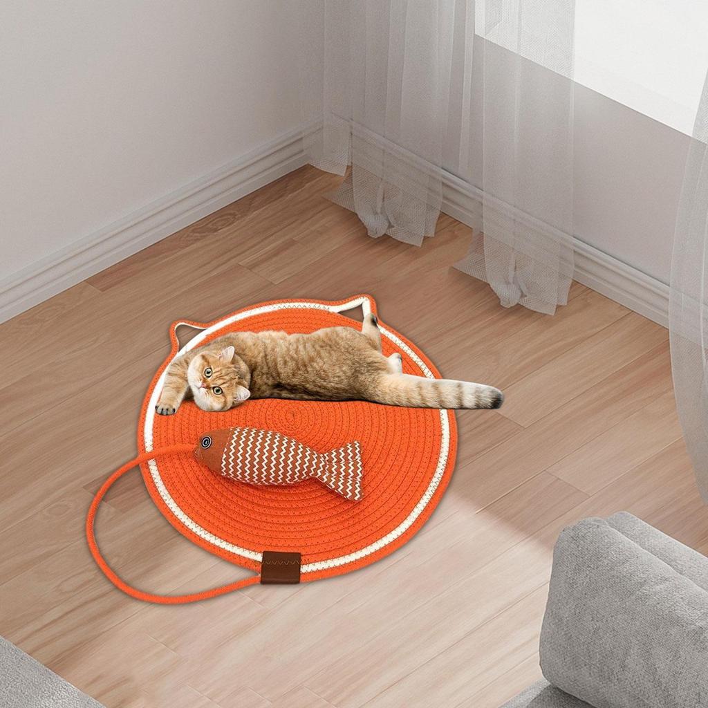 Cat Scratch Mat Floor Scratching Pad with Fishy Ball Horizontal for Carpet