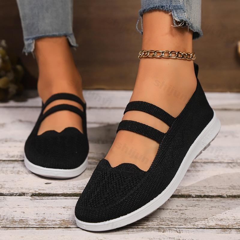 Fashion 2025 Autumn New Women's Fly Weave Breathable Shallow Mouth Casual Single Shoes Comfortable Fashion Versatile Slip On Flat Shoes
