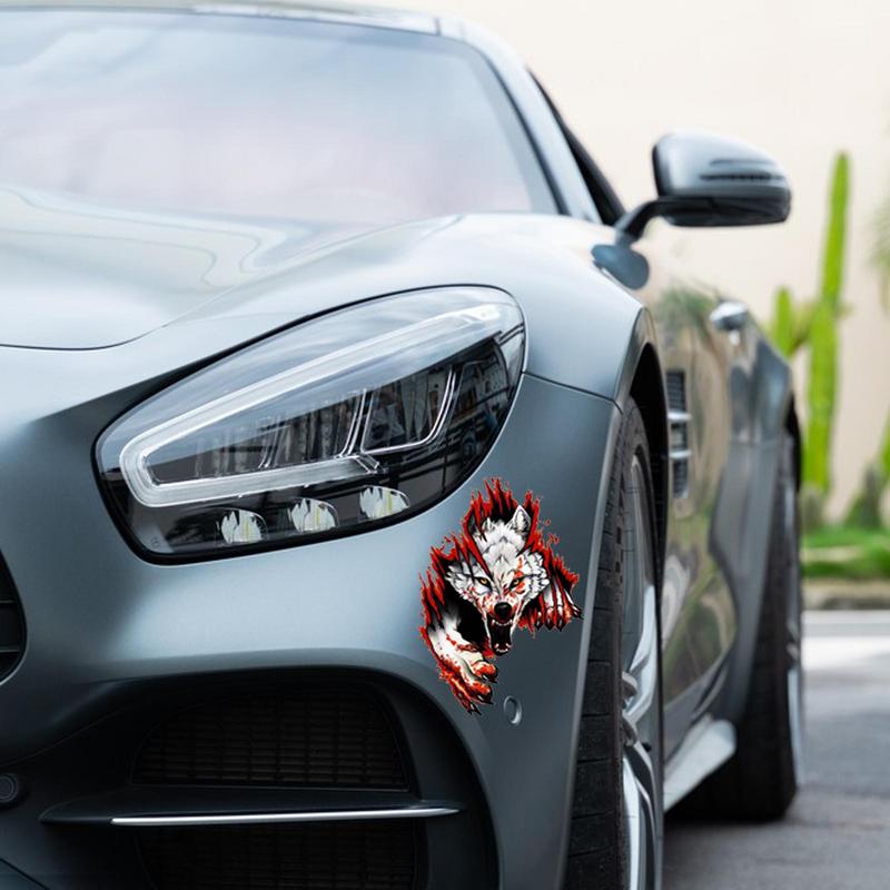 Wolf Head Sticker Fun Wolf Window Decals Waterproof Car Body PVC Labels Decor Car Accessories Exterior Decorations For Truck