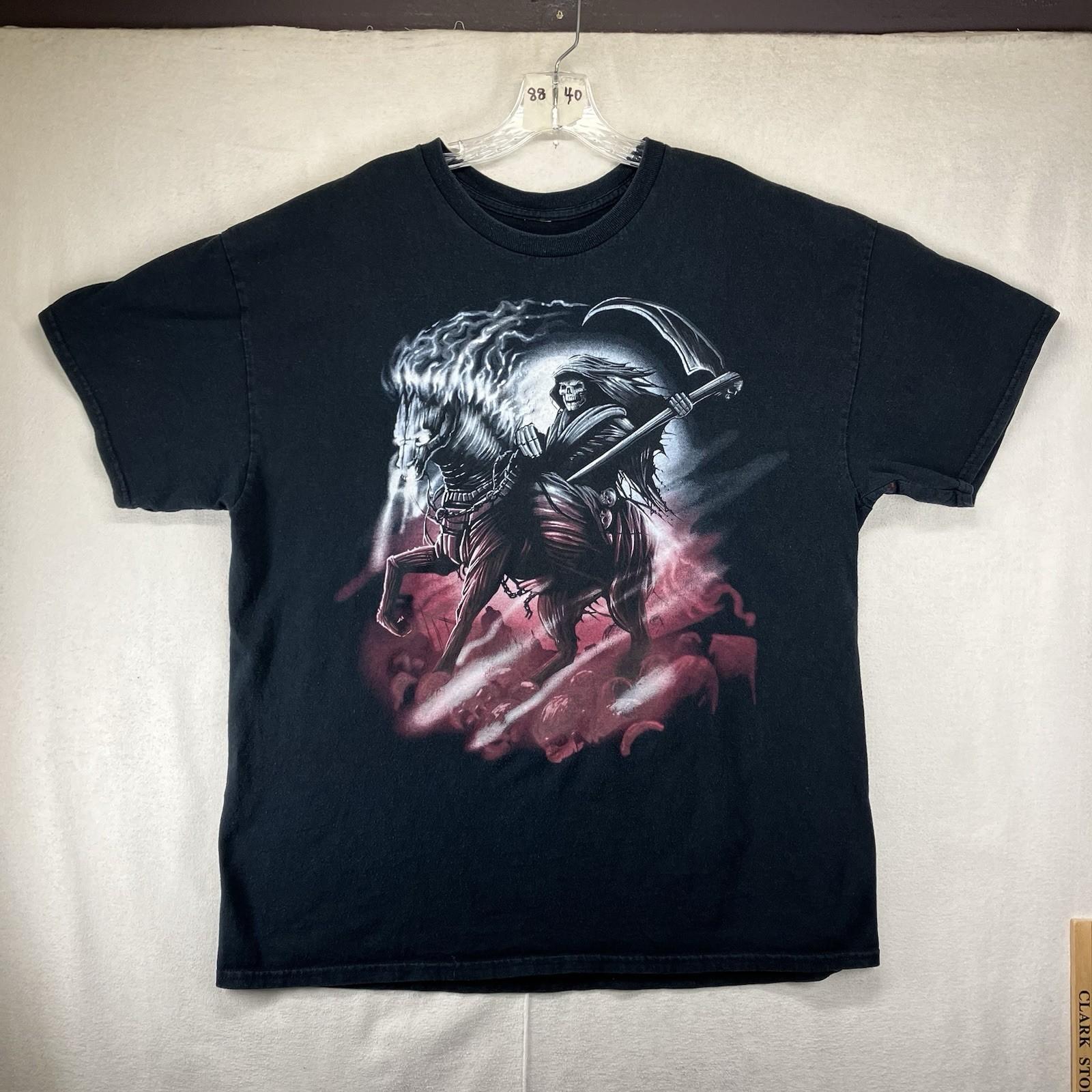 Vintage Grim Reaper Shirt Mens Oversized Large Death Scythe Horse Skeleton 00s XL