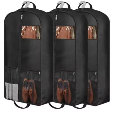 Travel Suit Bag with Zipper Closure, Gusseted Hanging Clothes Storage Organizer and Pocket for Shirts, Coats, Dresses