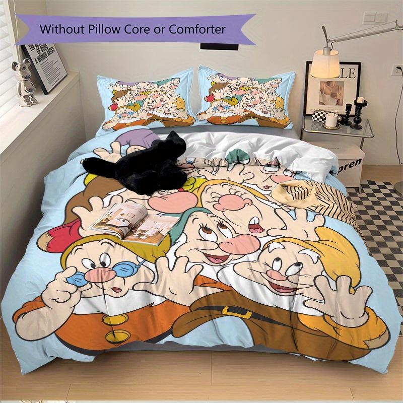 3pcs Happy Dwarfs Bedding Set, Including 1 Quilt Cover and 2 Pillow Shams, Without Filling, Soft and Comfortable Home Bedroom Fabric, Fashionable