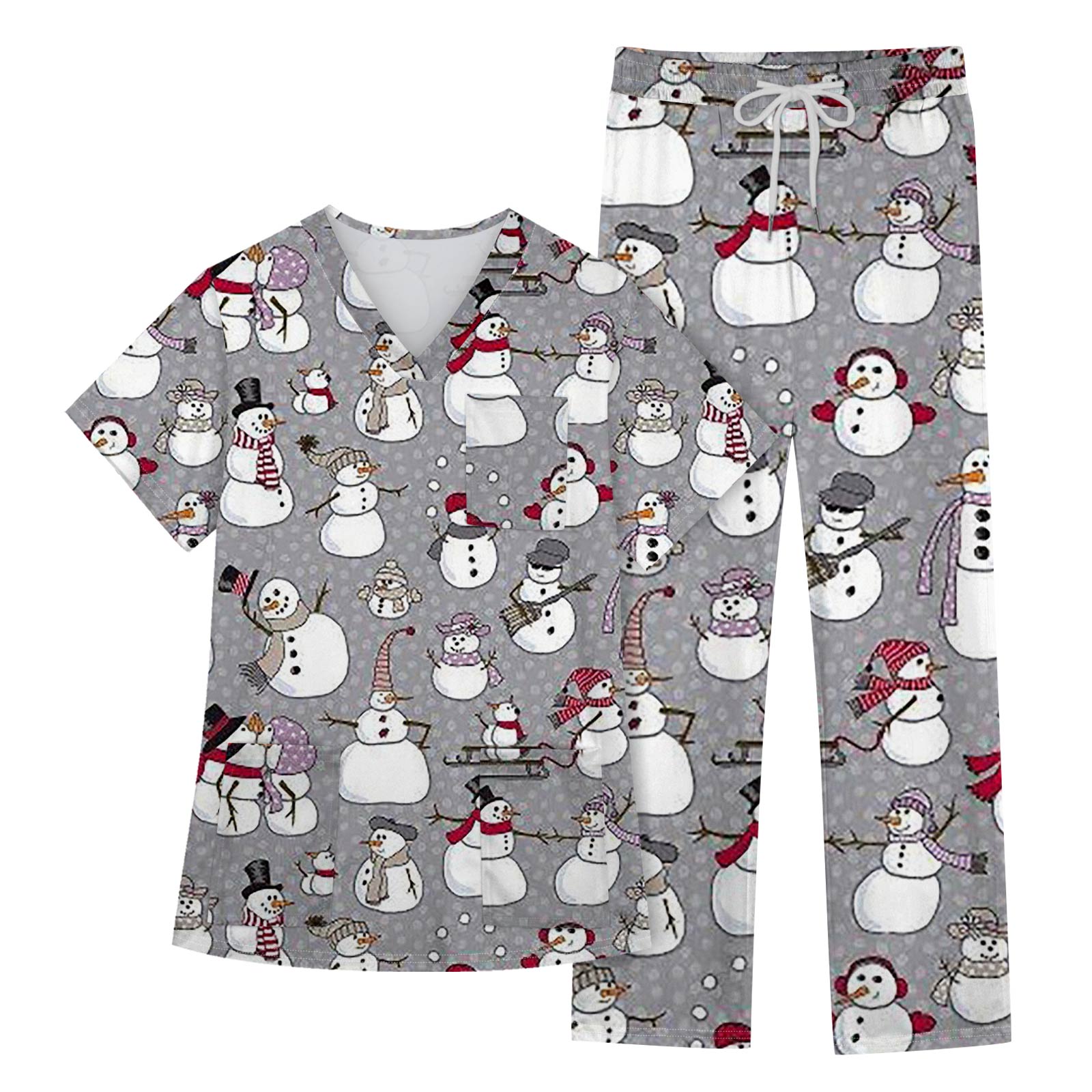 

Женские модные топы с принтом, коротким рукавом и V-образным вырезом, с узором, карманом, рабочий комплект L