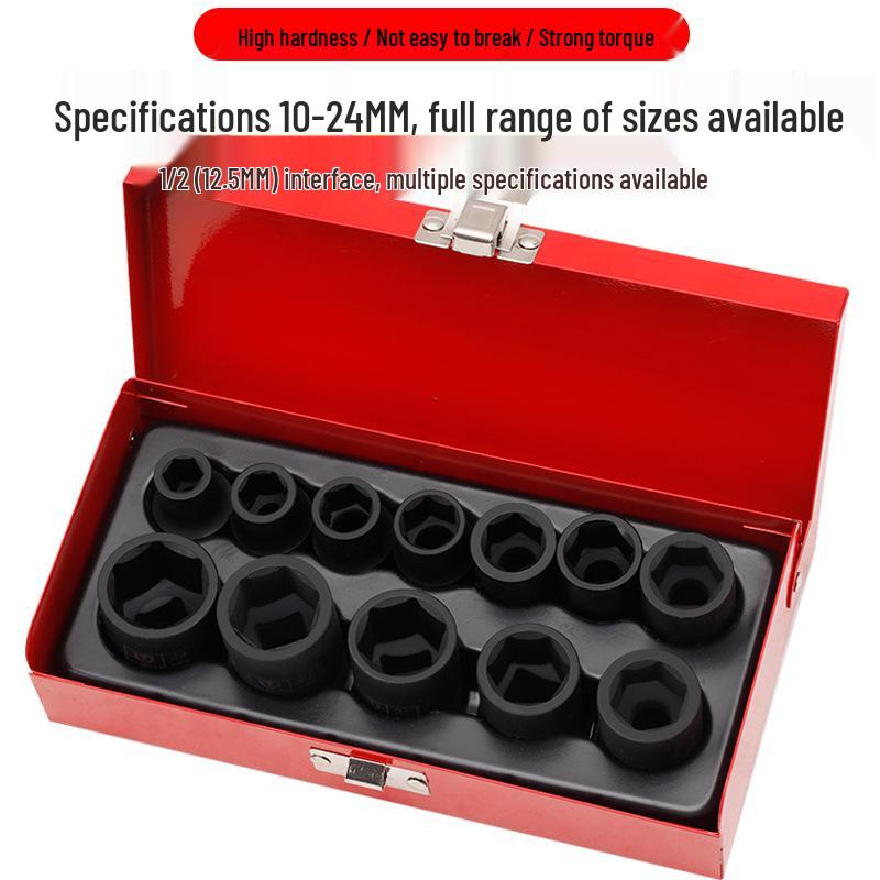 12-Piece Thickened Hex Impact Socket Set for Electric/Pneumatic Wrenches