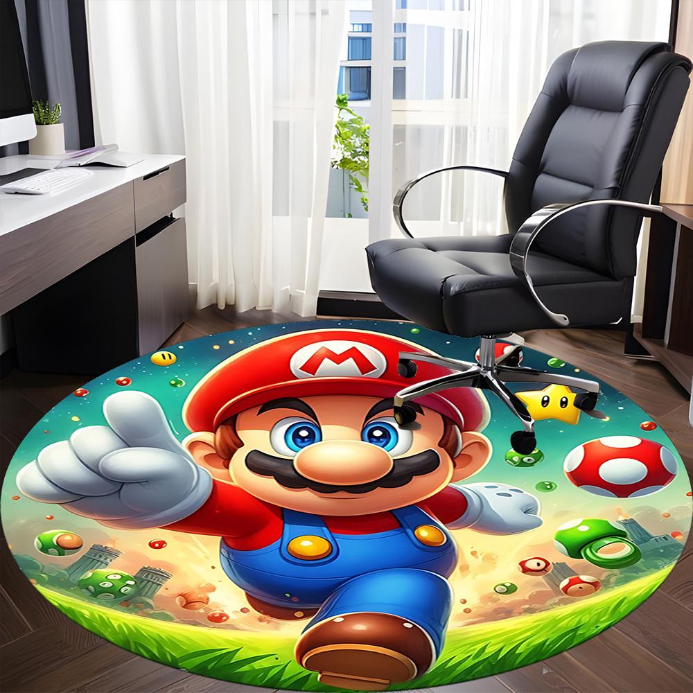 1pc Mario Adventure Office Round Area Rug, Indoor Mat Suitable For Office,Bedroom Living Room Home Decor, Room Deco a0926225