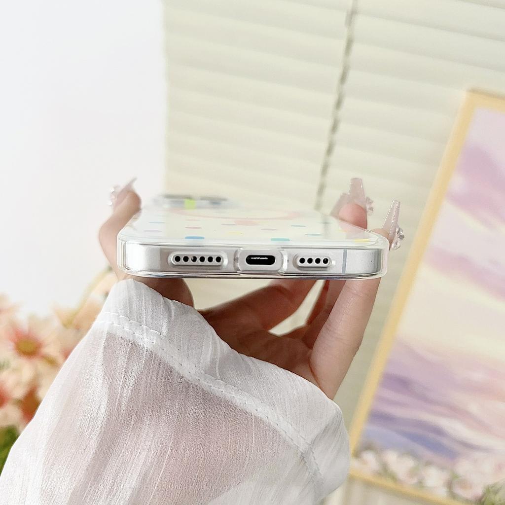 For iPhone 16 Pro Case Polka Dot Pattern TPU + PC Phone Cover Compatible with MagSafe