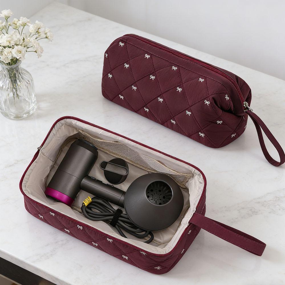 Bowknot Hair Dryer Storage Bag Large Capacity Durable Travel Wash Handbag Organizer Dustproof Travel Storage Bag Outdoor