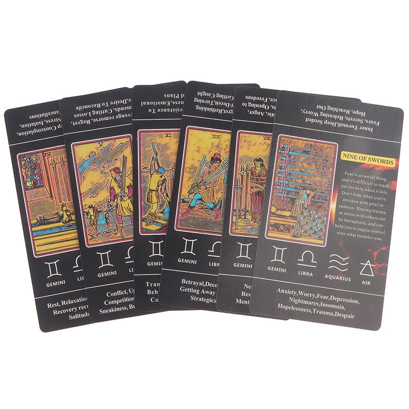 Yeni Başlayanlar İçin Üzerlerinde Anlamları Olan Tarot Kartları 78 Adet-Kart Cep Boyutu Tarot Öğrenme Destesi Falcılık Oyunu Masa Oyunu