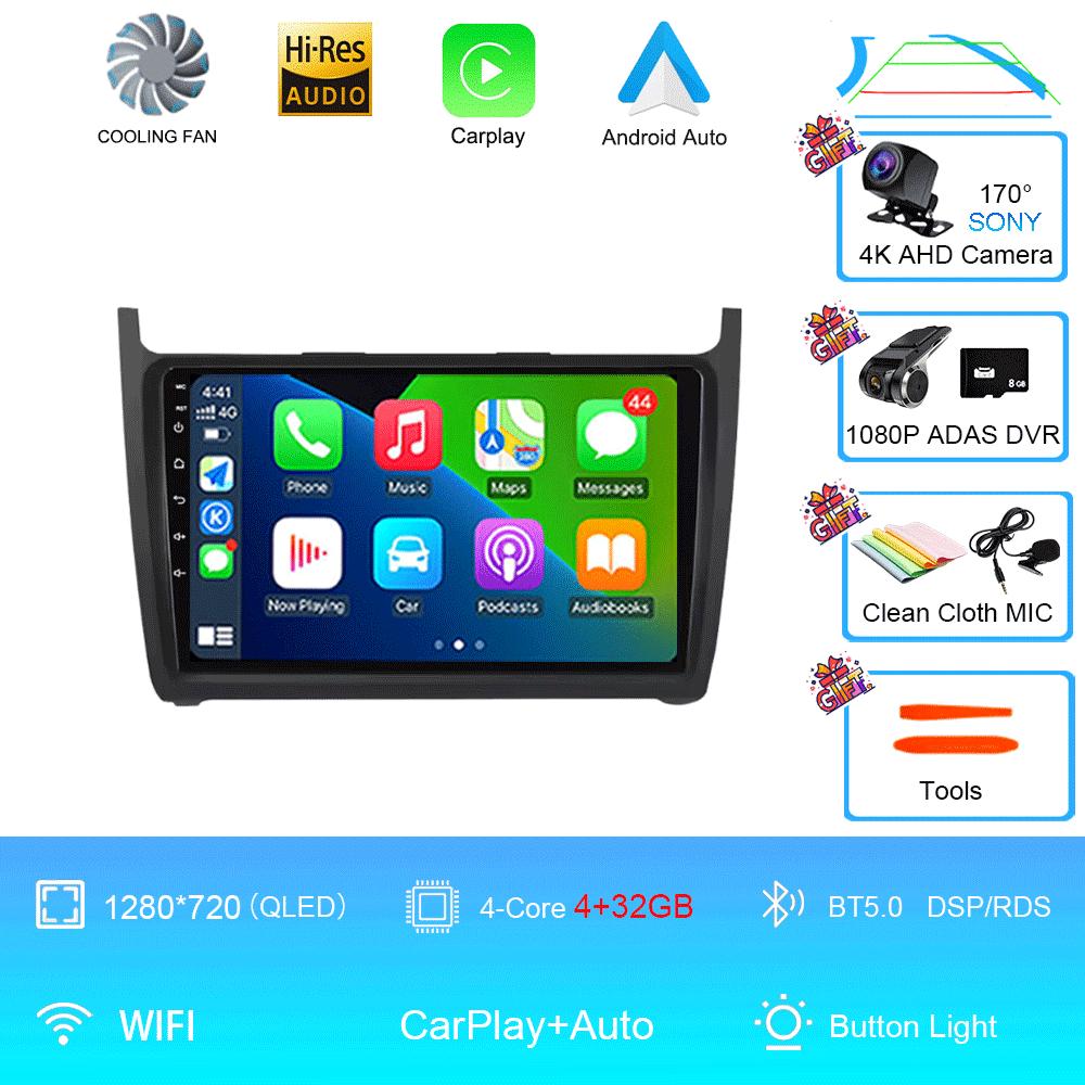 Car Radio 2Din Android 14 Stereo For Volkswagen VW Polo Sedan 2008 -2015 GPS Navigation Multimedia Mirror L-ink BT WIFI QLED DSP