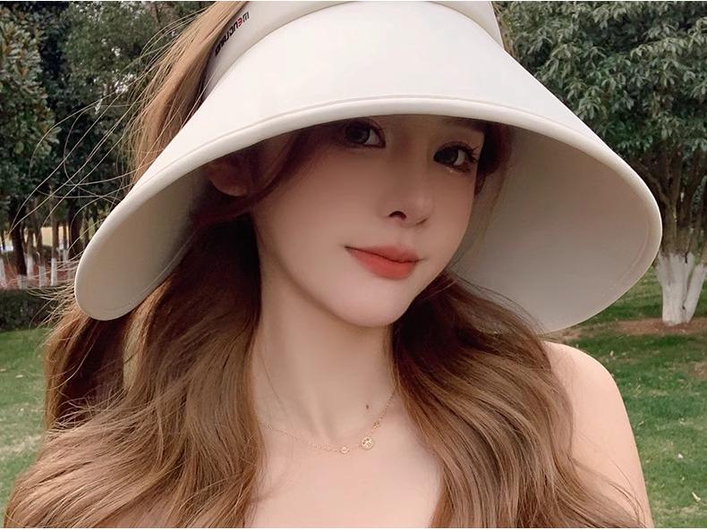 Women's Wide-Brim Summer Topless Sun Hat with UV Protection for Outdoor Sports