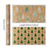 Vintage Kraft Christmas Gift Wrapping Paper Double Sided Print Kraft Roll Pine Tree Reindeer DIY Present Packaging Sheet