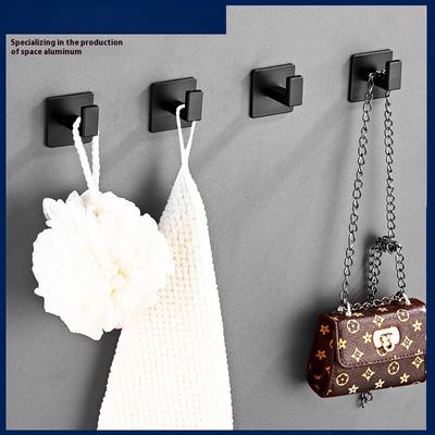 Simple Thickened Solid Hook Space Aluminum Creative Non-punching Wall Coat Hook Single Hook Bathroom Coat Hook