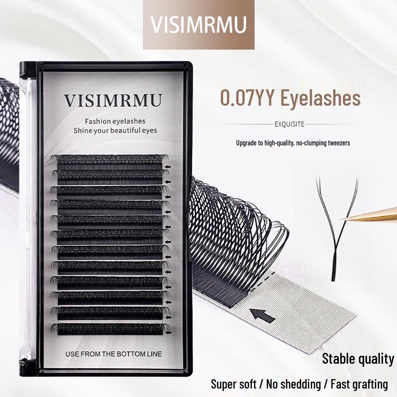 Natural Thick YY Eyelash Extensions - Large Capacity, Non-Scattered, Three-Leaf/Four-Leaf Design