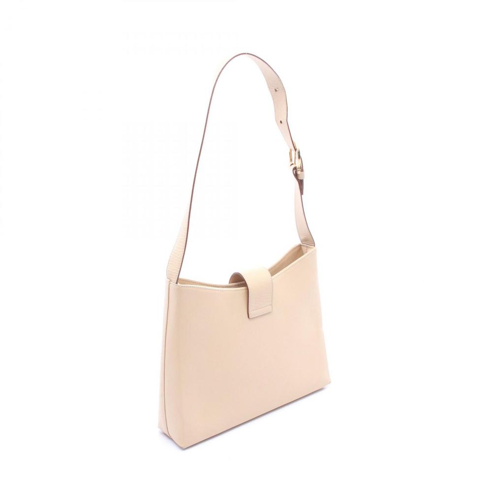 Used Salvatore Ferragamo Gancini Shoulder Bag leather Beige Used Women