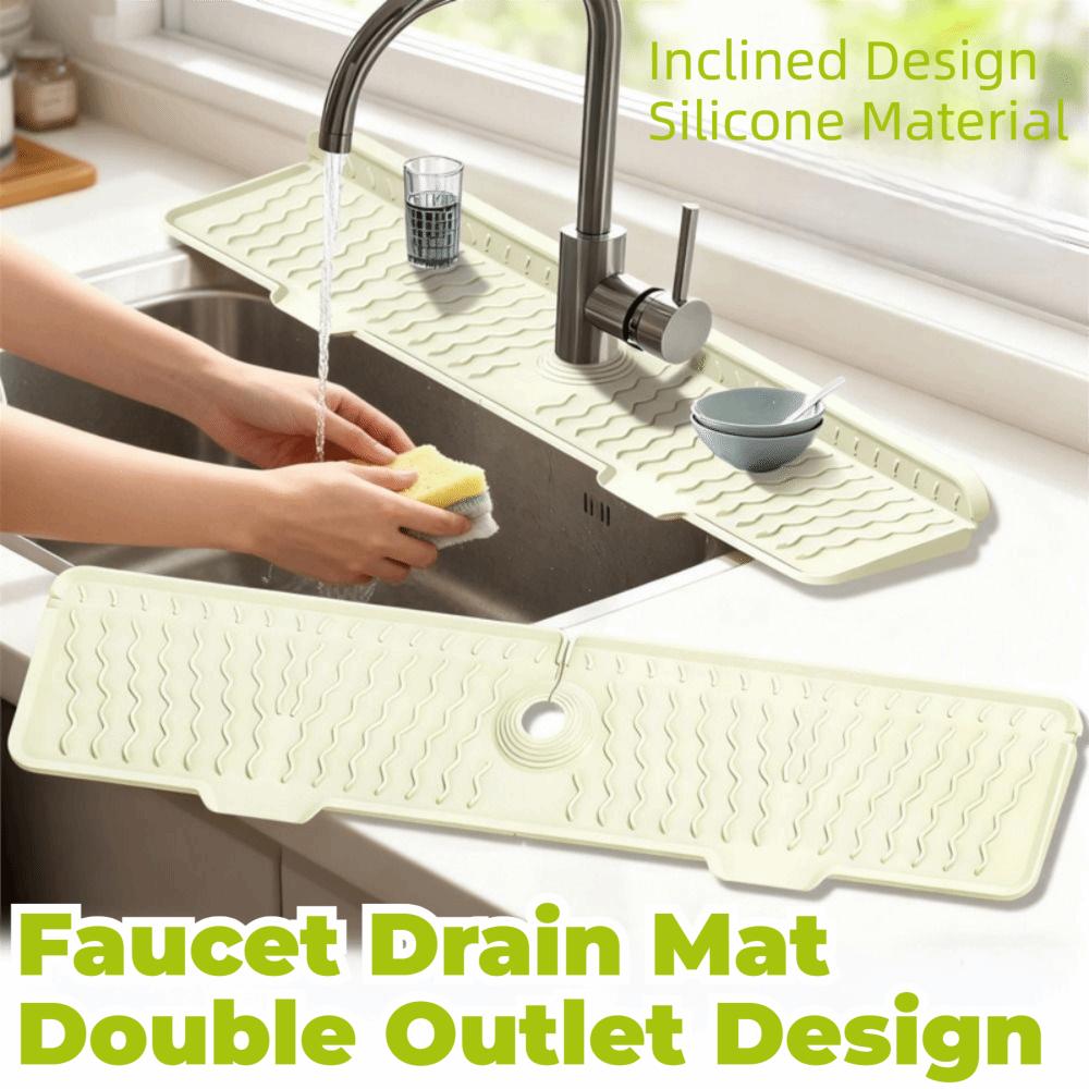 Rectangular Silicone Faucet Mat Non-Slip Sink Splash Guard Countertop Protector Kitchen Sink