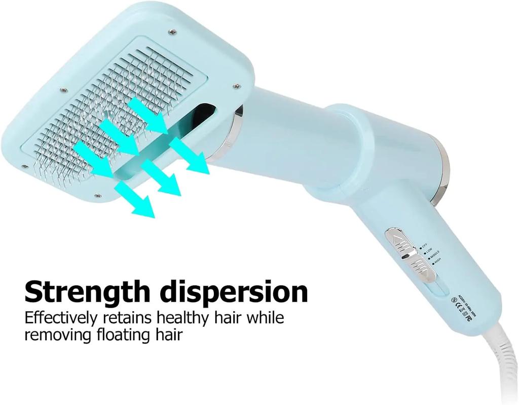 2 In 1 Pet Hair Dryer Brush 3 Gear Adjustable Temperature Dog Hair Dryer with Slicker Brush Pet Grooming Dryer for Cats Dogs