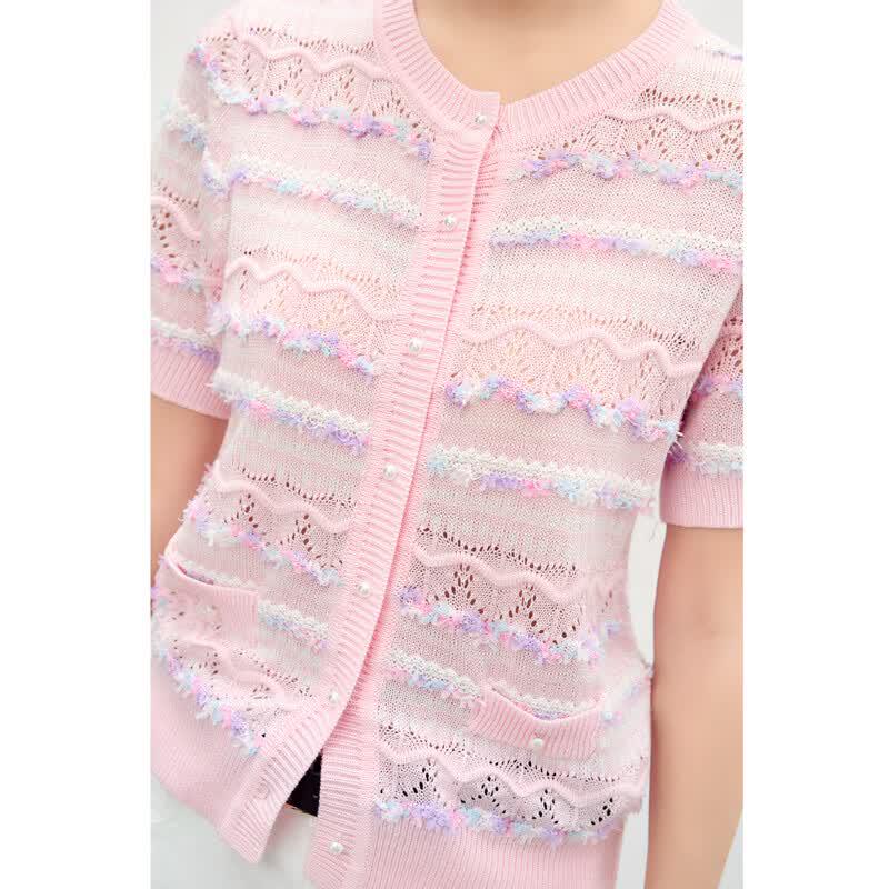 Women's Sweet Style Short Sleeve Knit Cardigan