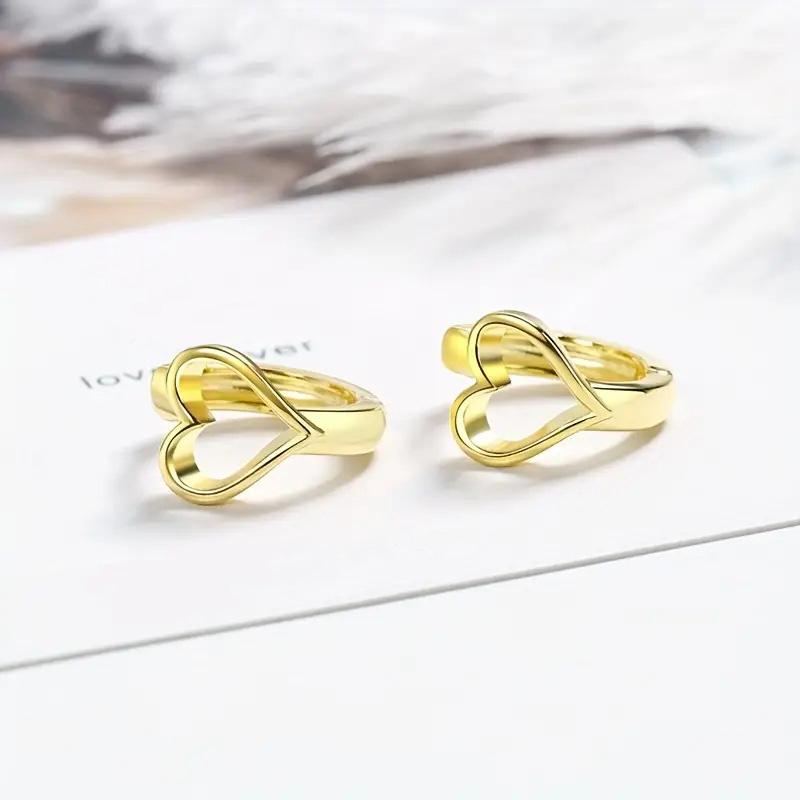 Huitan Exquisite Hollow Heart Hoop Earrings for Women Dainty Circle Earrings  Color/Gold Color Statement Jewelry
