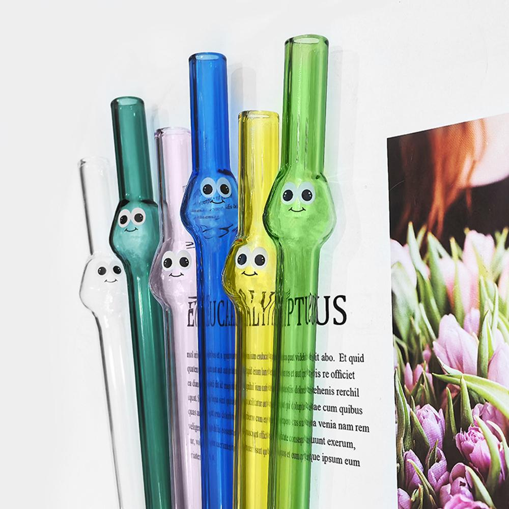 5Pcs Glass Boba Straws Reusable Glass Drinking Straws Wide Clear Straws 12mm Clear Smoothie Straws for Bubble Tea Milkshakes