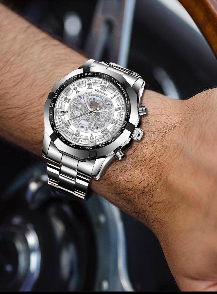 Men's Skeleton Calendar Watch - Waterproof, Luminous, Non-Mechanical, Automatic Movement