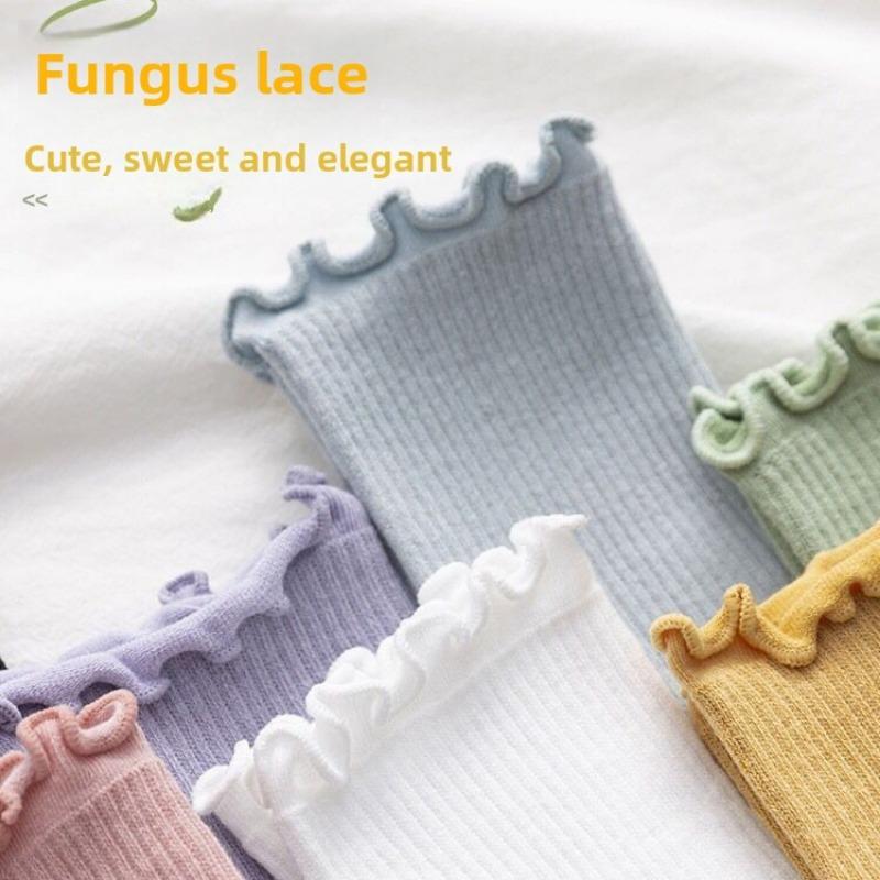 5 Pairs of Women's Summer Thin Wooden Ear Side Pile Socks