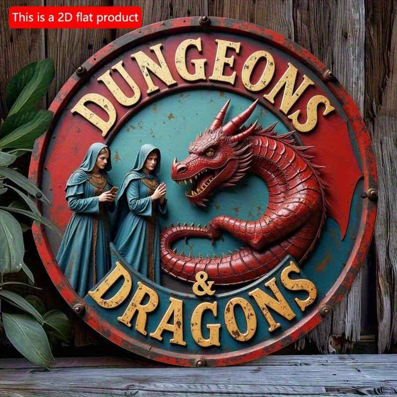

2d Flat 20*20cm Circular Wooden Sign, Dungeons&Dragons Adventure Story Logo, Unique, Durable and Easy To Hang Wooden Decoration, Suitable for Bedrooms 20*20cm