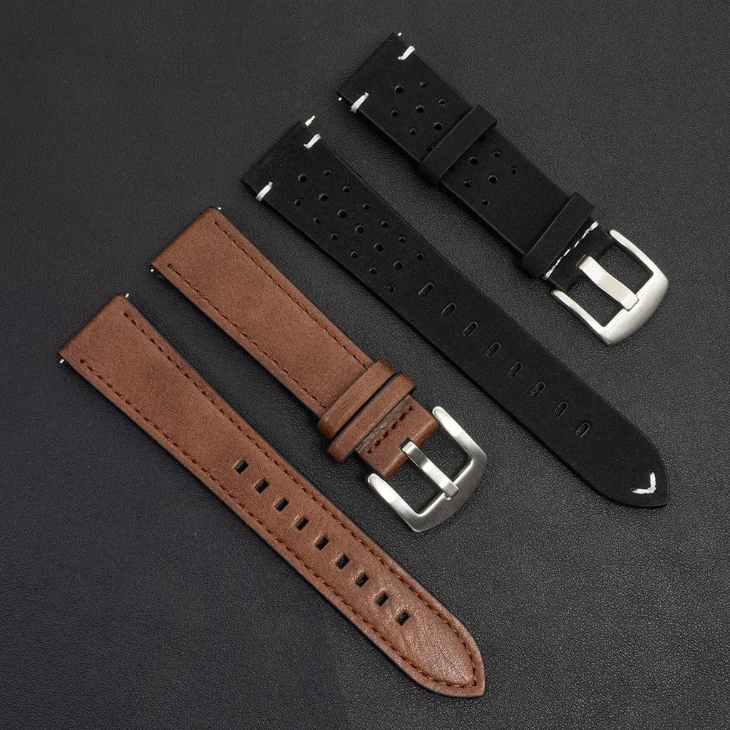 2 szt. 20mm Skórzany Oddychający Pasek dla Samsung Galaxy Watch 7 6 5 4 40/44mm 6Classic 5Pro Pasek 22mm dla Huawei GT5 3 4Pro Pasek do Zegarka