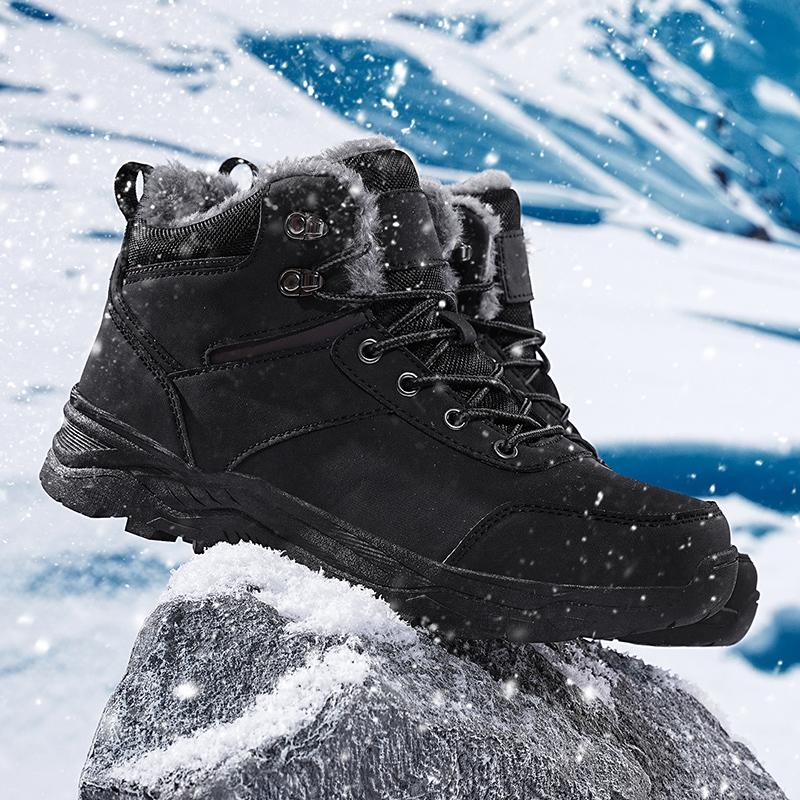 Fashion Mens snow Boots Outdoor Plus Cotton Winter Non-slip Desert Boot Warm Plush High Tops Wear-resistant Thick Bottom Male Shoes