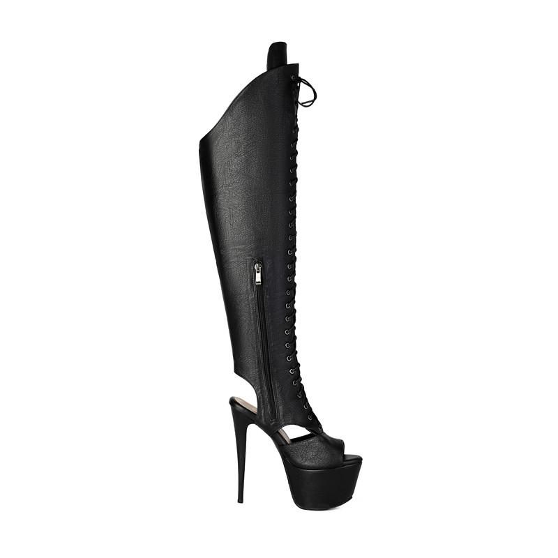 Sandali con tacco alto da donna sexy stile discoteca primavera ed estate nuovi plateau tacco sottile taglie forti bocca di pesce stivali