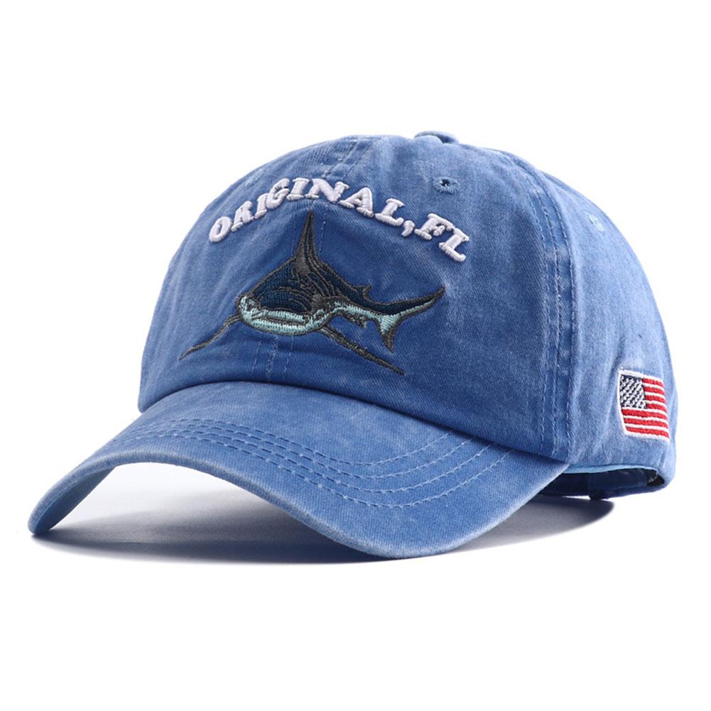 New Designer Black White Animal Shark Embroidery Baseball Hat Snapback Women Bone Vintage Cotton Dad Caps For Men Gorras Adjustable