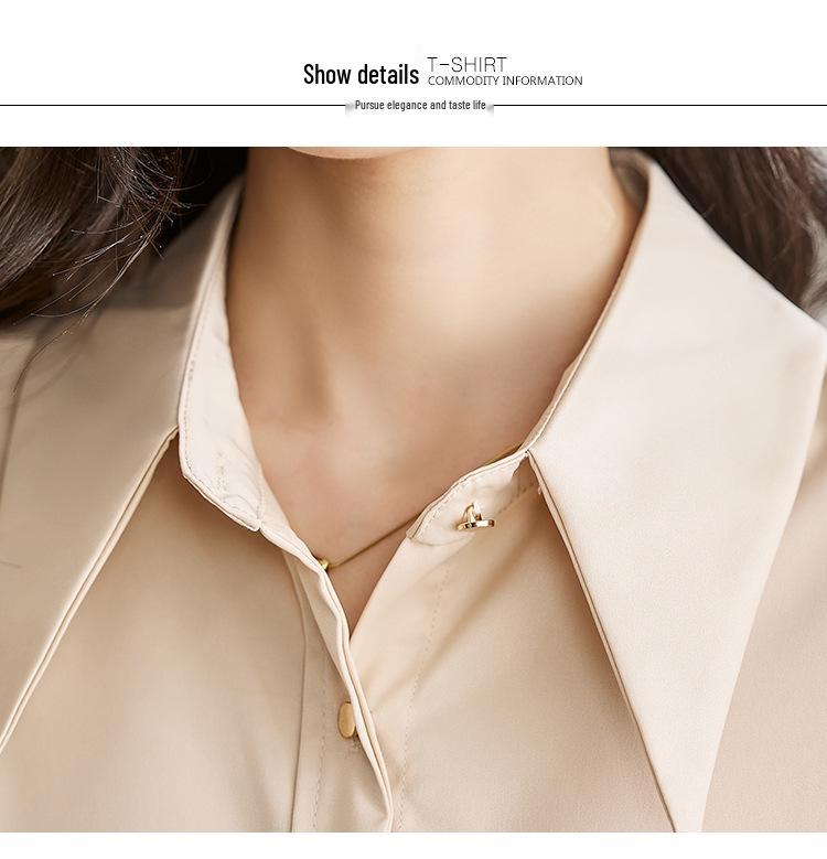 Women's Chic Early Spring Glossy Satin Long-Sleeve Shirt - Fashionable High-End Office Wear