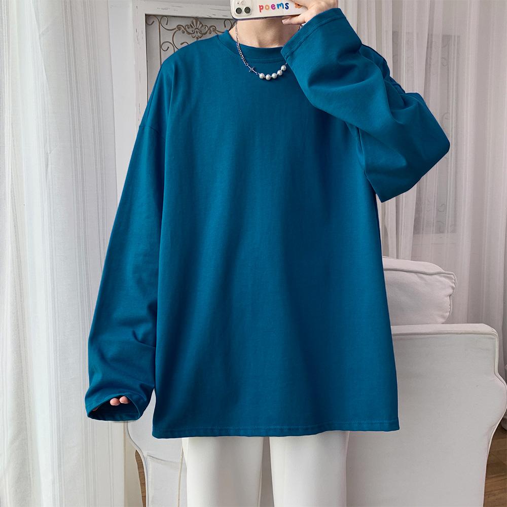 Ανδρικό μπλουζάκι από 100% βαμβάκι Oversize Ανδρικό μπλουζάκι μακρυμάνικο καθαρό χρώμα Ανδρικό μπλουζάκι για ανδρικά γυναικεία μπλουζάκια