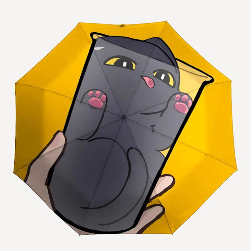 1pc Cat Cup Picture Automatic Folding Umbrella Portable Collapsible Umbrella for All Seasons, 8-Rib Durable Construction, Perfect Gift