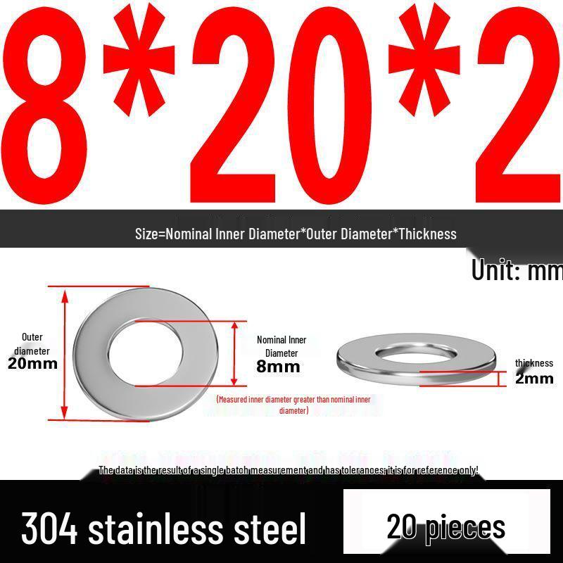Thickened 304 Stainless Steel Flat Washer Spacer (M2-M36)
