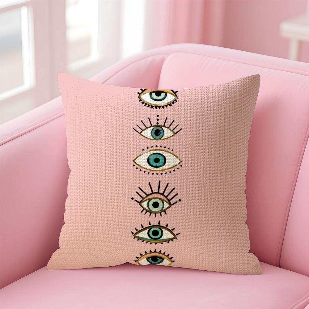 Mystic Eyes Cushion Cover Natural Linen Organic Fabric DoubleSided Printing Sofa Home Decor Gift Pillow Case