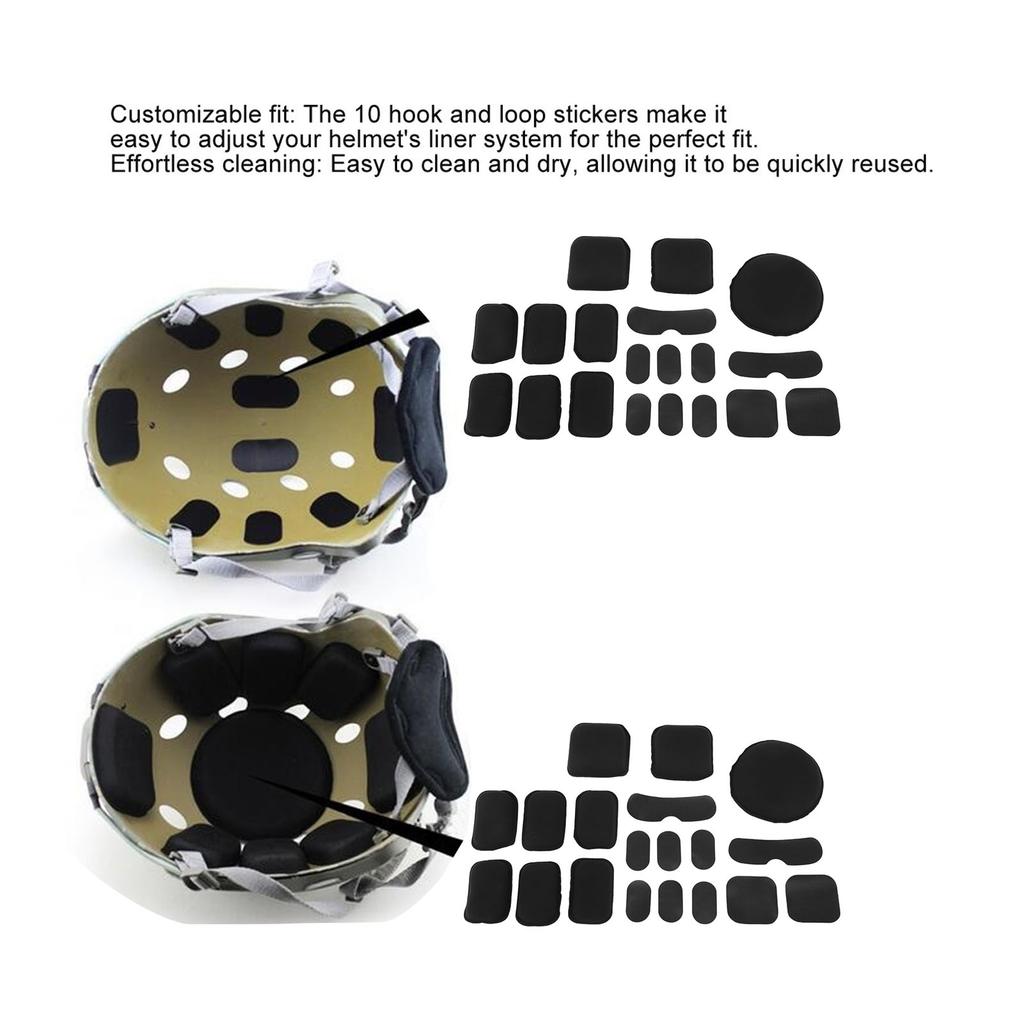 Black Helmet Liner System Outdoor Helmet EVA Pading Pads Cushion Mats Replacement Pad with Hook and Loop