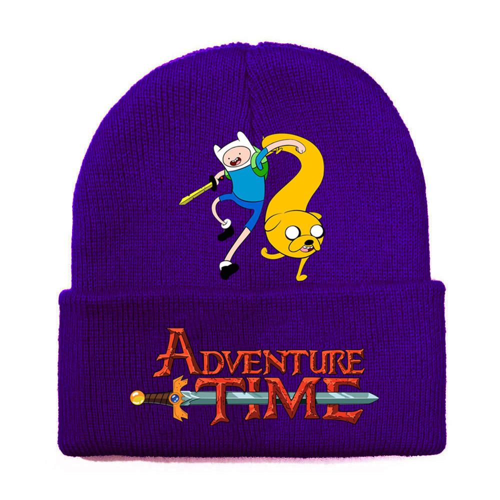 Adventure Time Cartoon Print Acrylic Knit Hat Winter Warm Unisex Beanie For Adults Teens