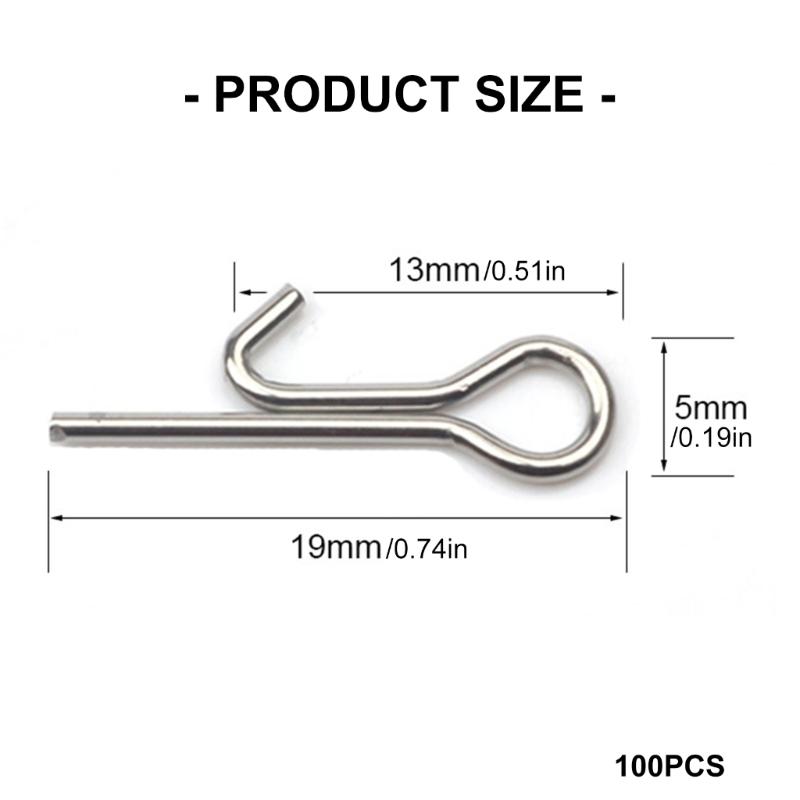 100pcs Stainless Assist Rig Hook Connecting Pin Soft Fishing Lures Baits Stingers Needle Fishing Tackle Accessories