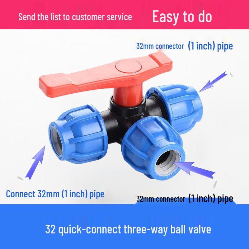 Robinet sferic cu conector rapid tip union pentru țeavă PE, Robinet T, Robinet cu fuziune fără căldură, Fitinguri cu conectare rapidă pentru reparații de urgență.