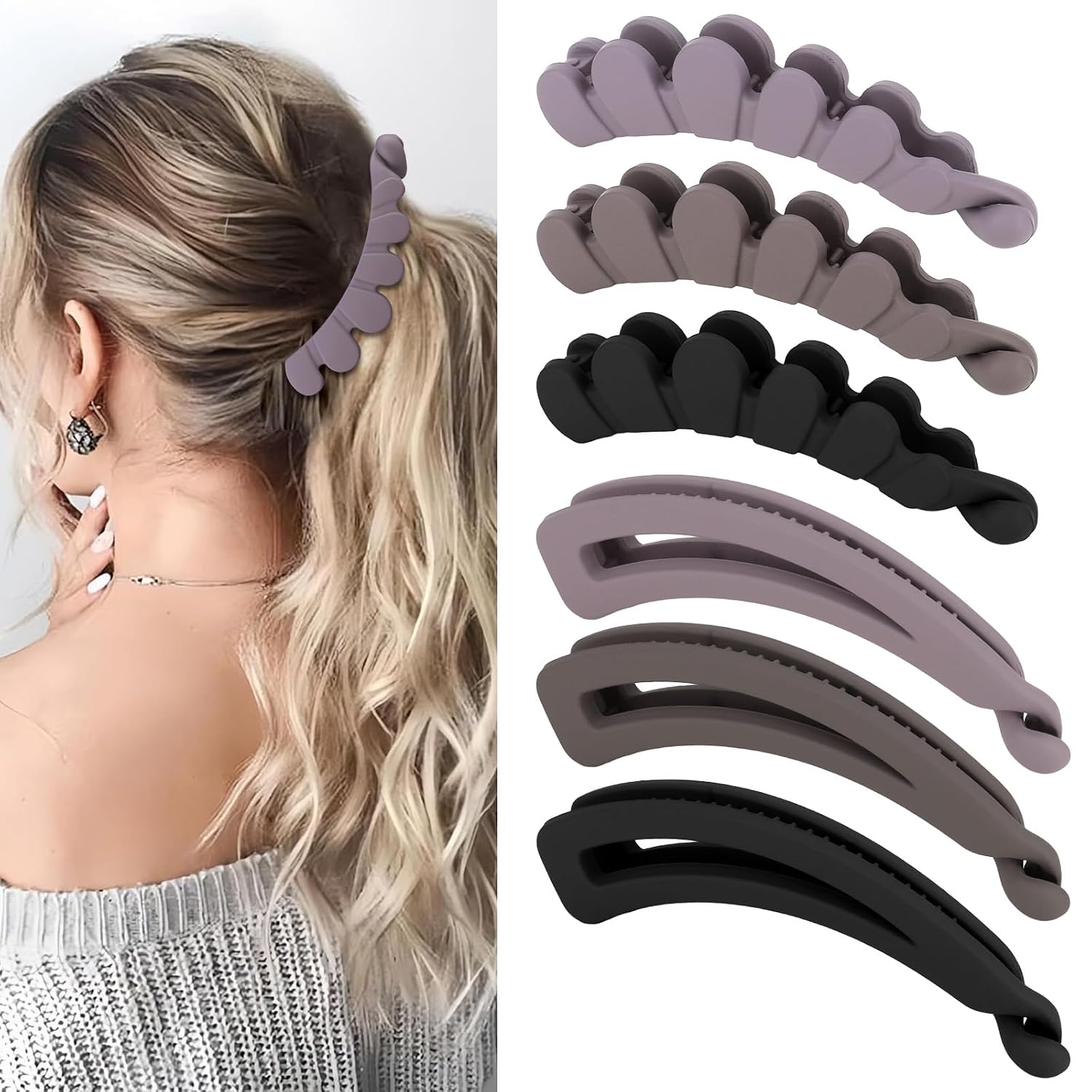 Small Banana Clips for Thin Hair 6PCS Matte Banana Clip Small Hair Clips for Women Girls Pack of 6