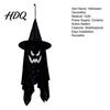 Lighted Ghost Wizard Pendant for Yard Halloween Hanging Decor with Hat LED Light Up Outdoor Decorations Windsock Porch Yard Spooky Fabric