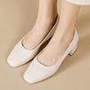 Women's Medium Heels Loafers Shoes 2025 New Fashion Elegant Nude Short Heeled Party Wedding Shoes Female Dress Pumps Large Size