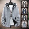 Men's Versatile Zipper Pocket Hooded Thick Knit Jacket for Autumn & Winter