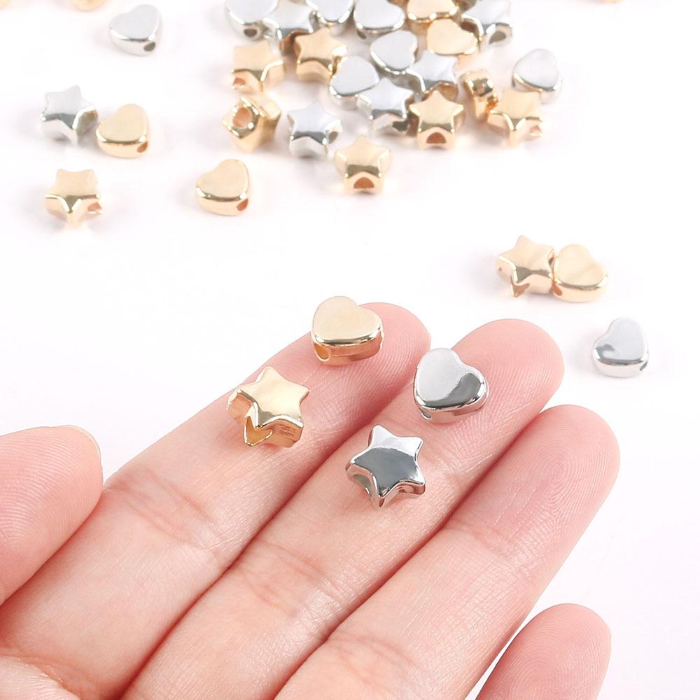 Ccb Love Star Loose Beads Beaded Straight Hole Peach Heart Five-Pointed Star Bead Spacer Pendant Diy Handmade Necklace Jewelry Accessories