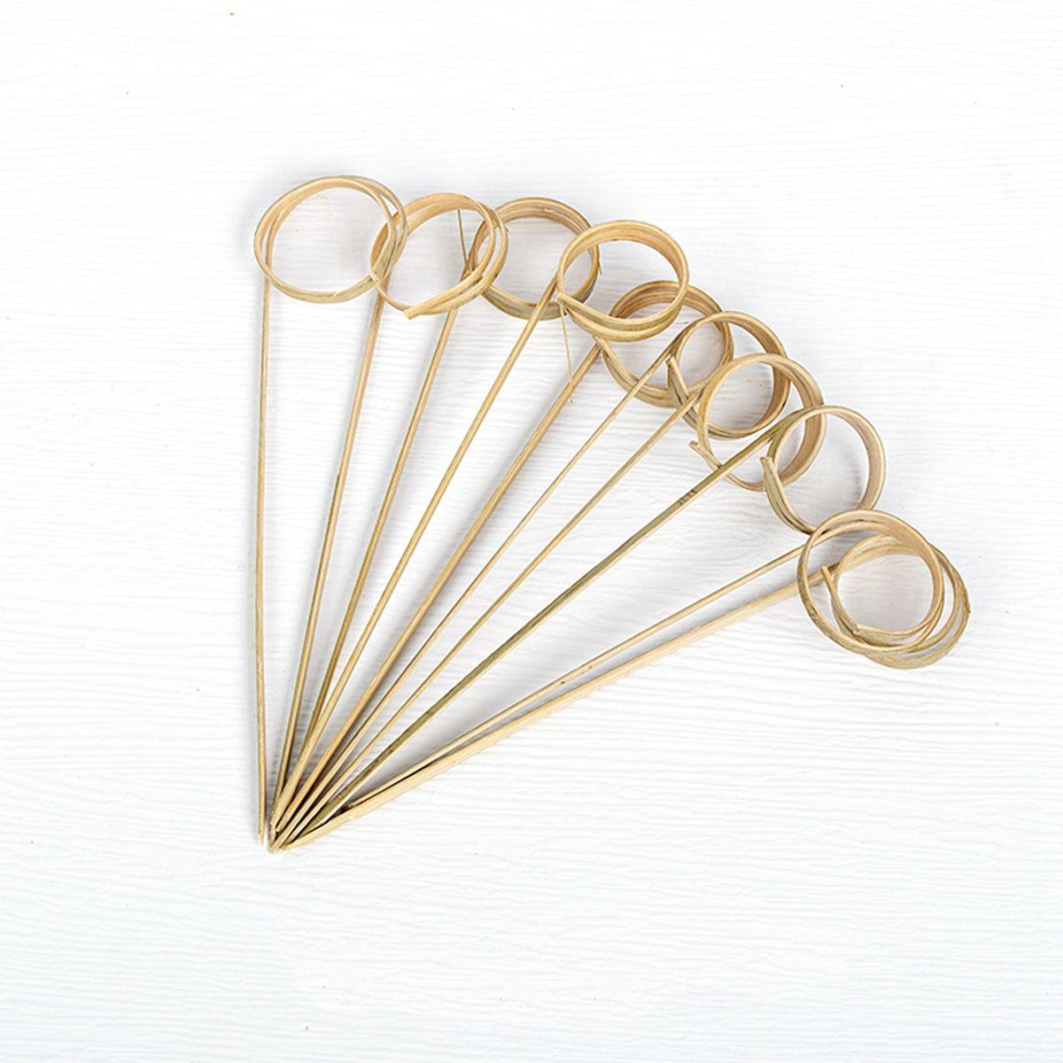 Bamboo Disposable Scissor Shaped Ring Toothpick Appetizers Picks Fancy Sticks Cocktail Skewer естественный