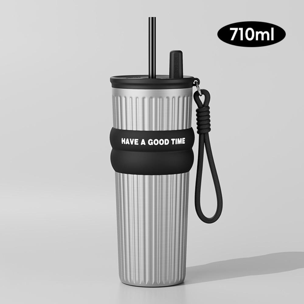 Mit Hebe-Seil Strohhalm Vakuumbecher 710ML Becher Portbale Thermische Wasserflasche Zuhause