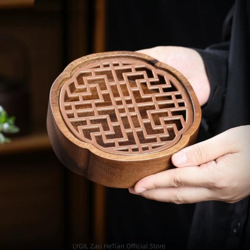 Mini Solid Wood Tea Tray Chinese Style Retro Water Storage Pot Holder Portable Outdoor Travel Small Dry Bubble Tea Table Durable