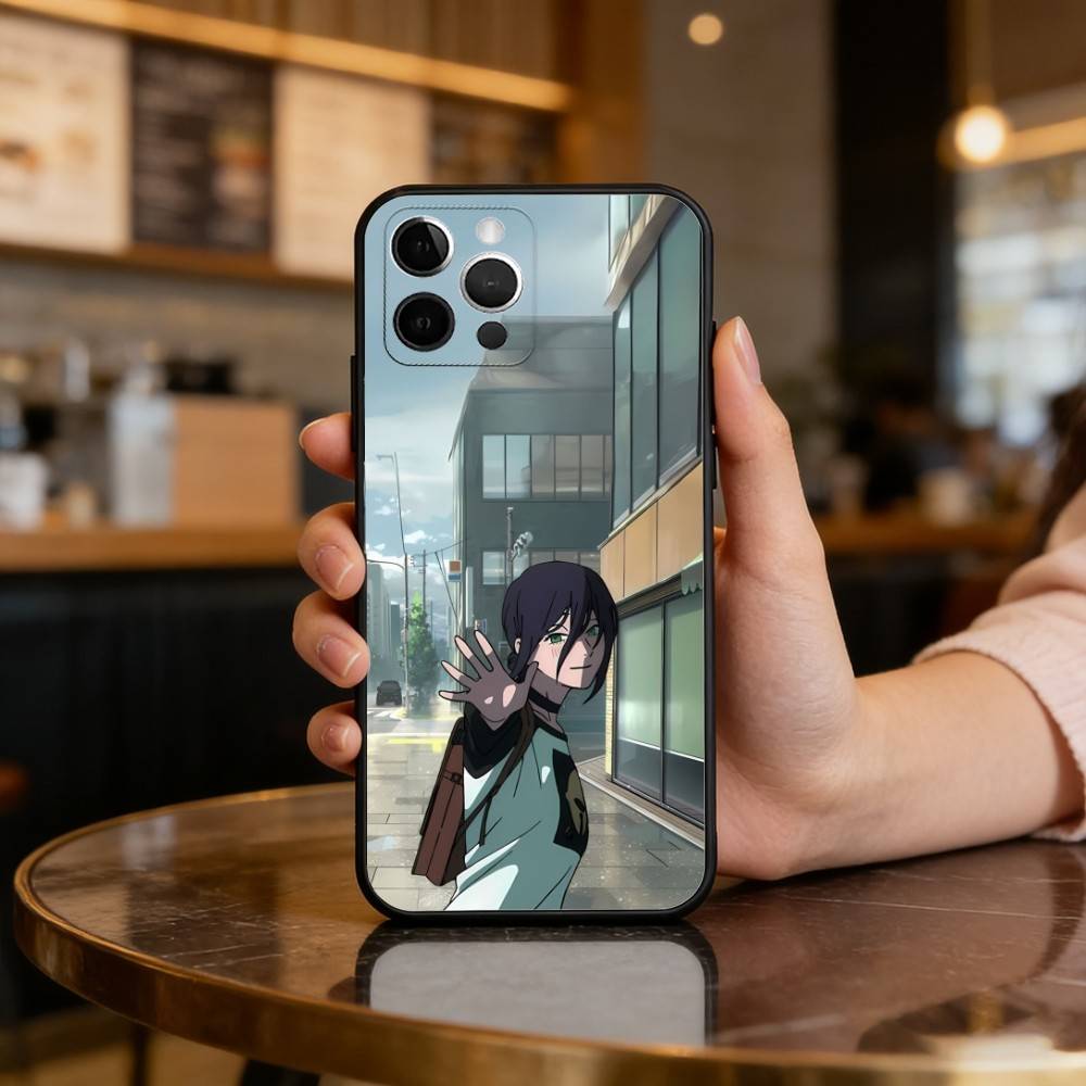

C-Chainsaw M-Man CM-ES Soft Silicone Black Cover,Phone Case For iPhone 17,16,15,14,13,12,11 Plus,Pro Max,XS iPhone12